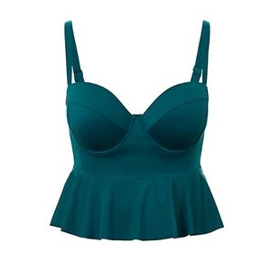 NWT Torrid GREEN PUSH-UP DEMI PEPLUM MIDKINI TOP in Size 00